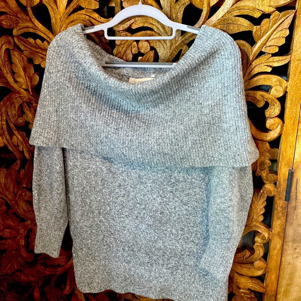 Heather Gray off the shoulder sweater.  Loft brand.   Size Small.